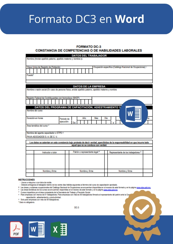 Descargar Formato DC3 en Word Editable