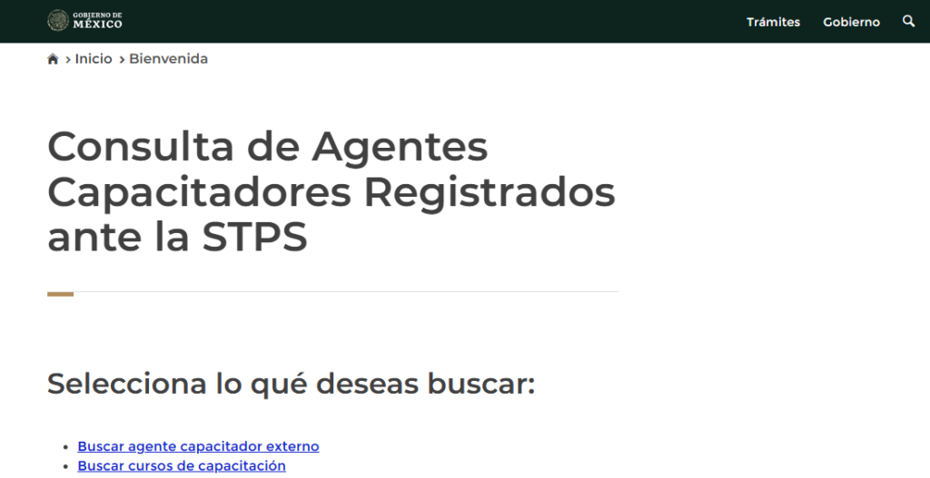 Entrar al portal STPS consulta de agentes capacitadores registrados